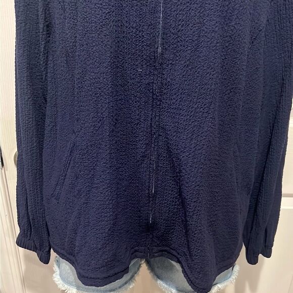 Orvis navy blue light weight mock neck  seersucker zip up jacket XL - Picture 4 of 6